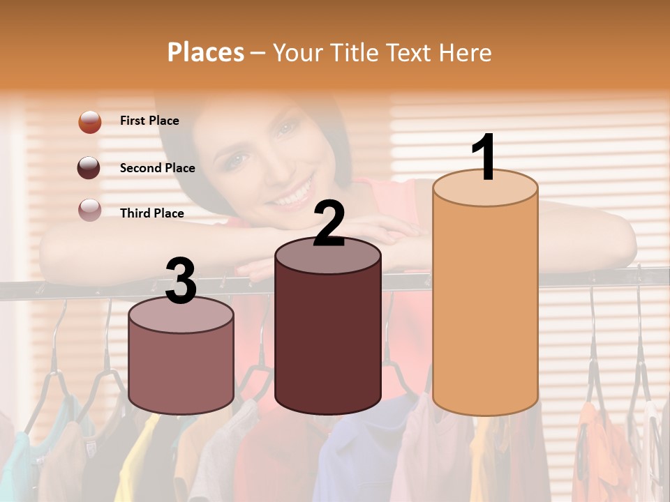 A Woman Standing In Front Of A Rack Of Clothes PowerPoint Template