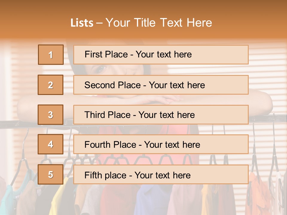 A Woman Standing In Front Of A Rack Of Clothes PowerPoint Template