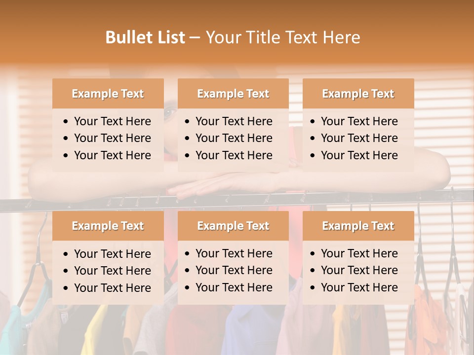 A Woman Standing In Front Of A Rack Of Clothes PowerPoint Template