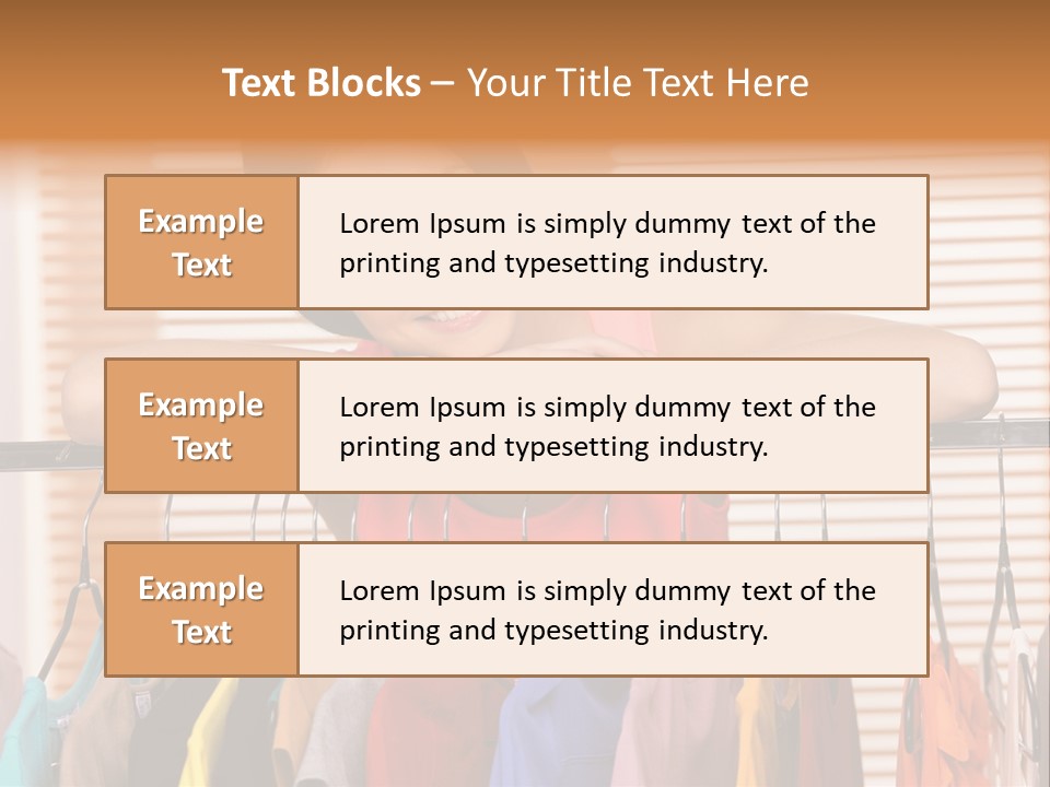 A Woman Standing In Front Of A Rack Of Clothes PowerPoint Template