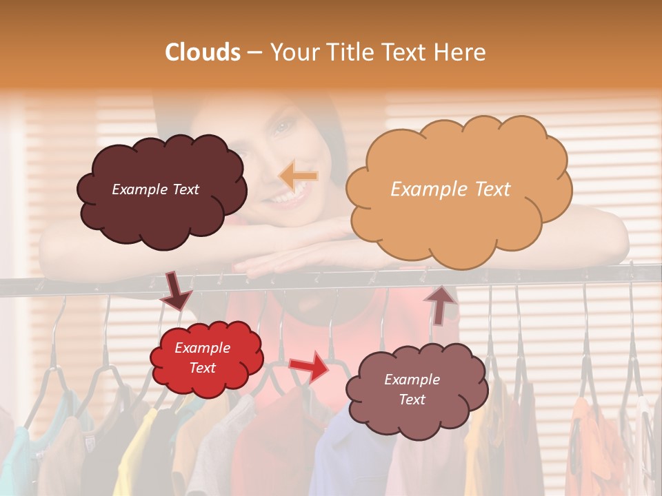 A Woman Standing In Front Of A Rack Of Clothes PowerPoint Template