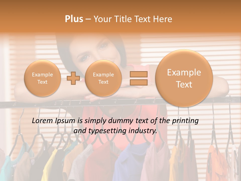 A Woman Standing In Front Of A Rack Of Clothes PowerPoint Template