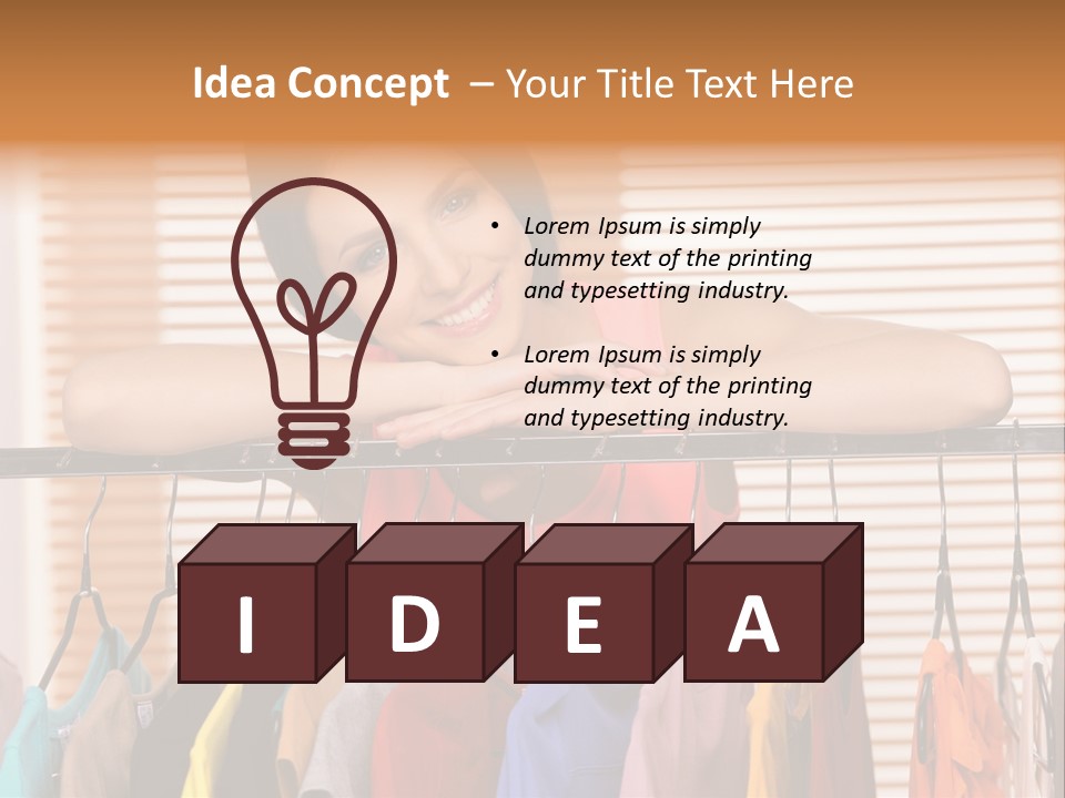 A Woman Standing In Front Of A Rack Of Clothes PowerPoint Template