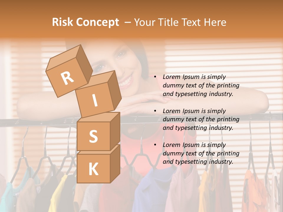 A Woman Standing In Front Of A Rack Of Clothes PowerPoint Template