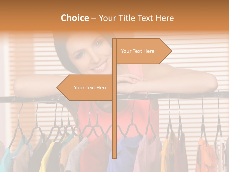 A Woman Standing In Front Of A Rack Of Clothes PowerPoint Template
