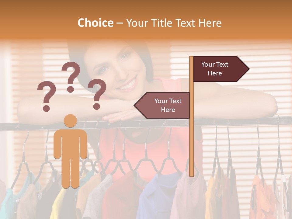 A Woman Standing In Front Of A Rack Of Clothes PowerPoint Template