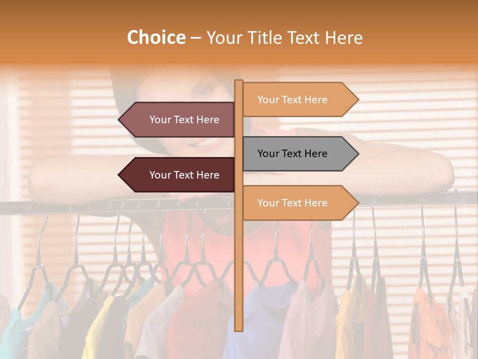 A Woman Standing In Front Of A Rack Of Clothes PowerPoint Template