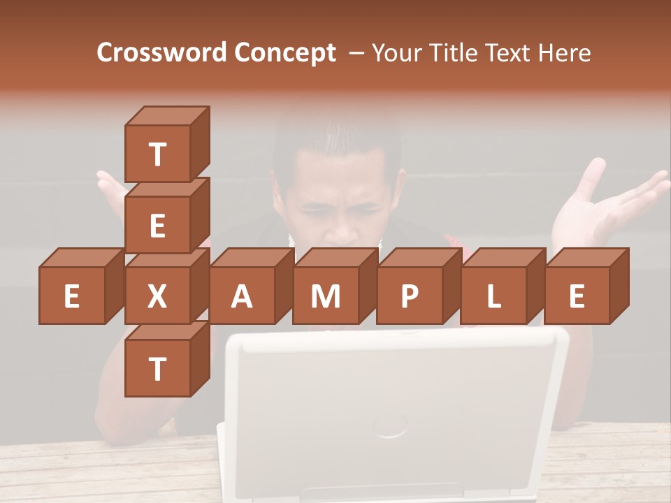 A Man Sitting In Front Of A Laptop Computer PowerPoint Template