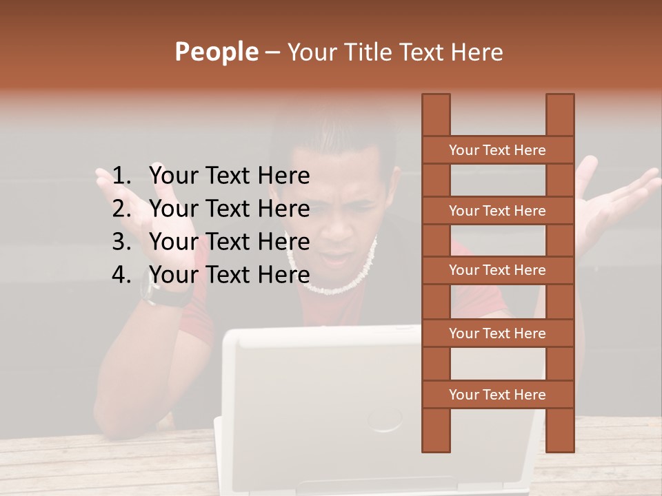 A Man Sitting In Front Of A Laptop Computer PowerPoint Template