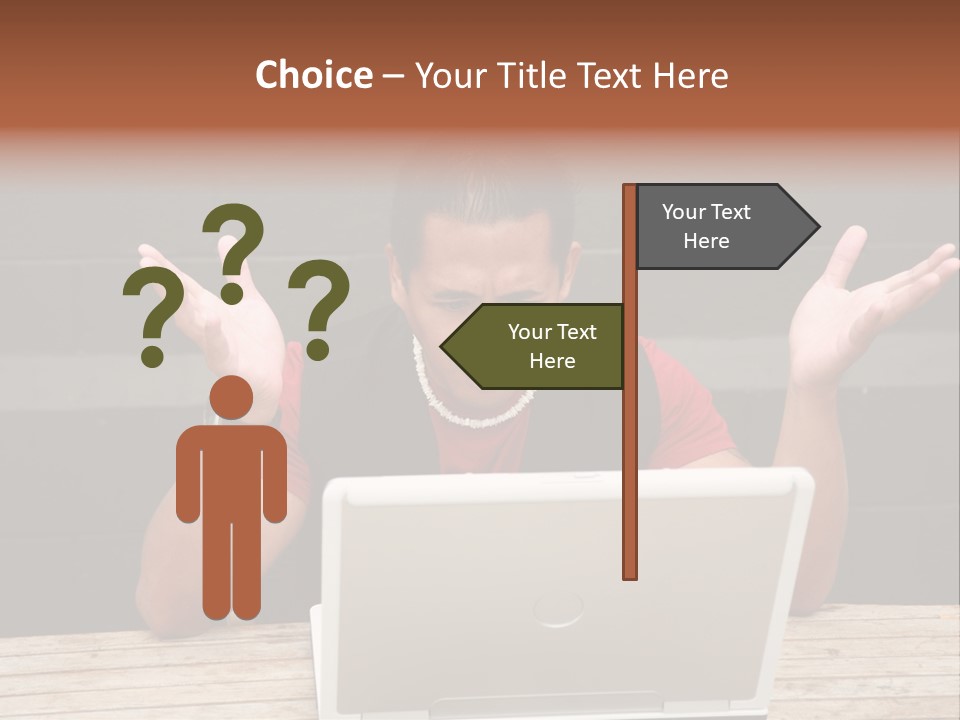 A Man Sitting In Front Of A Laptop Computer PowerPoint Template