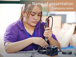 Female Laborer Screwing PowerPoint Template