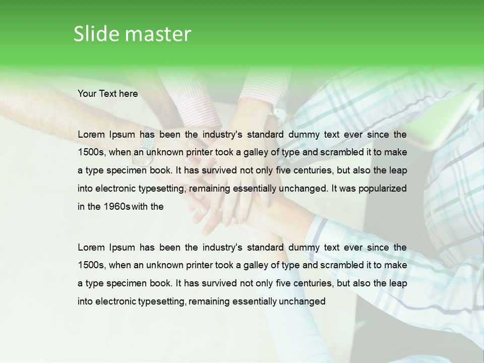 A Group Of People Putting Their Hands Together PowerPoint Template