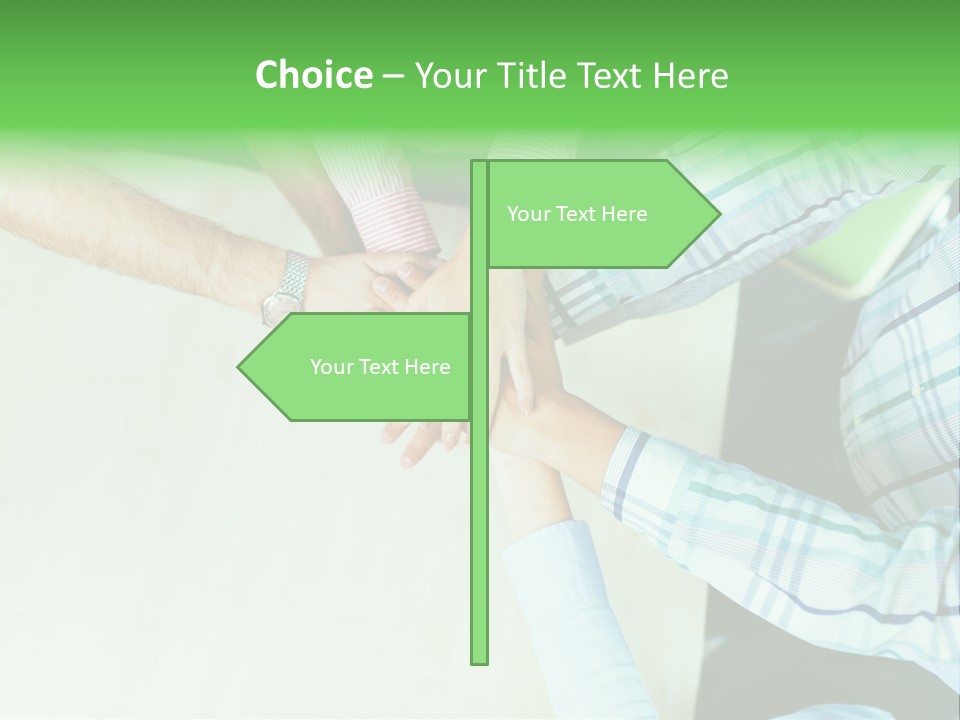 A Group Of People Putting Their Hands Together PowerPoint Template