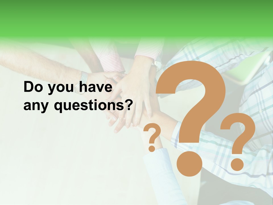 A Group Of People Putting Their Hands Together PowerPoint Template