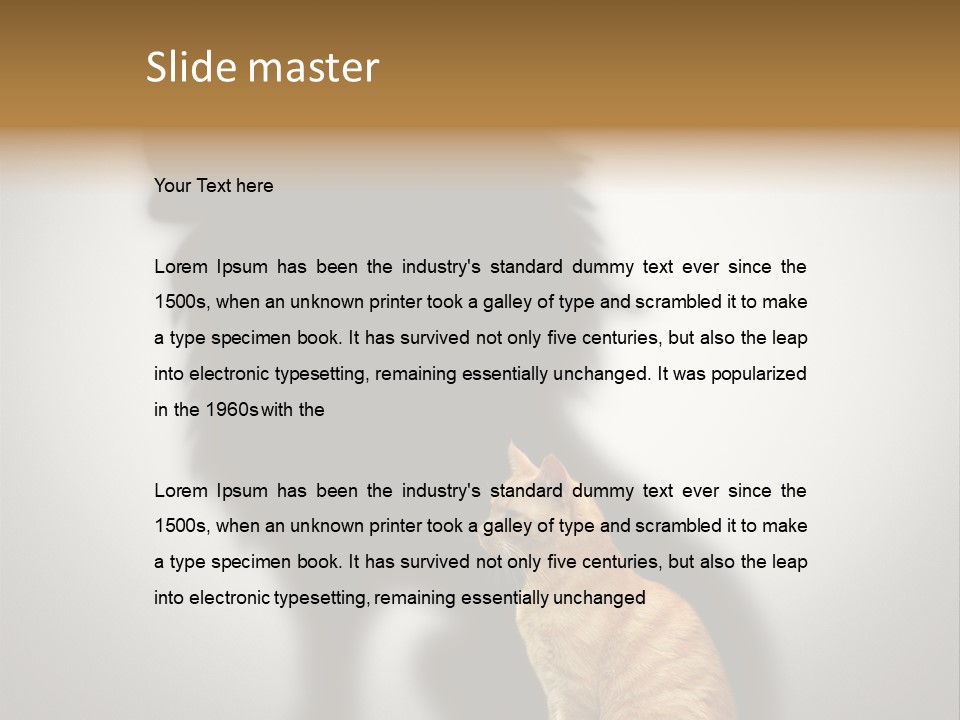 A Cat Sitting In Front Of A Shadow Of A Lion PowerPoint Template