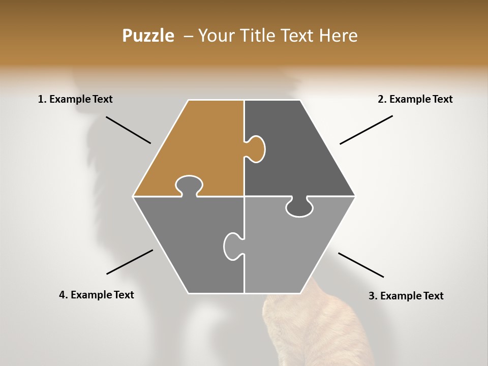 A Cat Sitting In Front Of A Shadow Of A Lion PowerPoint Template