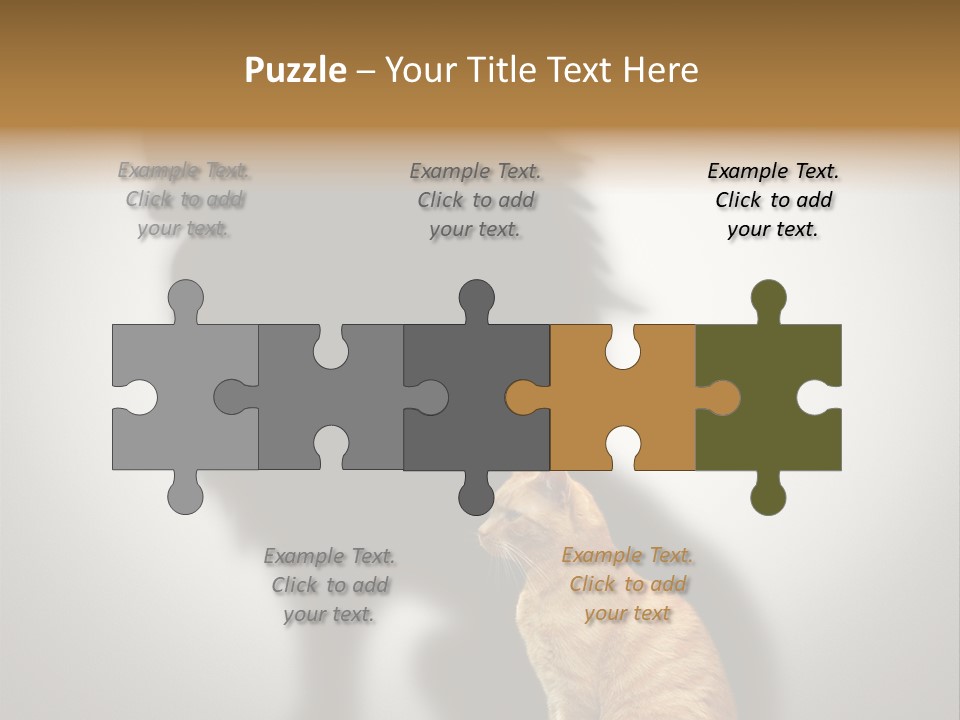 A Cat Sitting In Front Of A Shadow Of A Lion PowerPoint Template