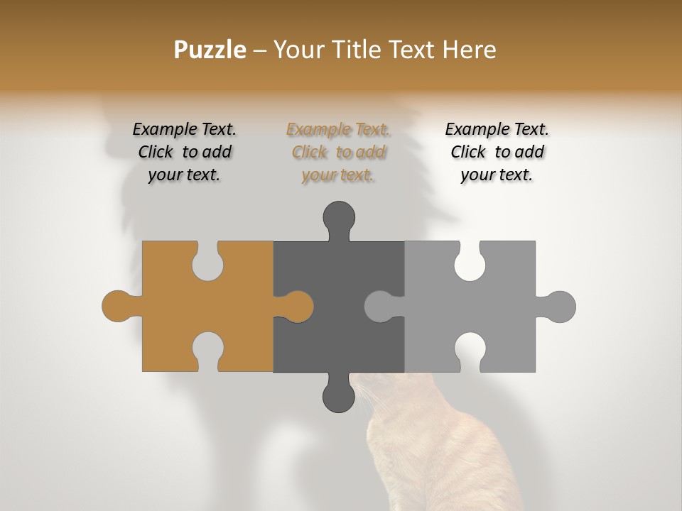 A Cat Sitting In Front Of A Shadow Of A Lion PowerPoint Template