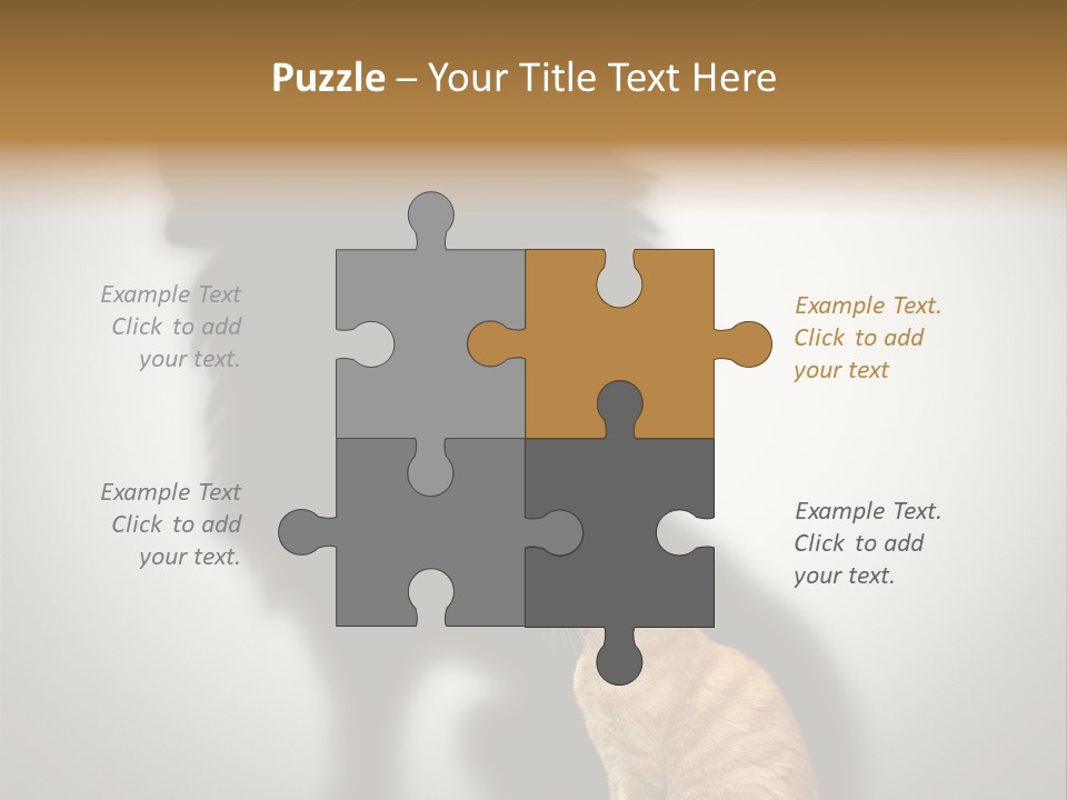 A Cat Sitting In Front Of A Shadow Of A Lion PowerPoint Template