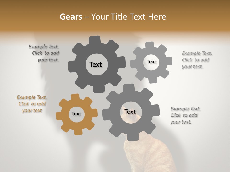 A Cat Sitting In Front Of A Shadow Of A Lion PowerPoint Template