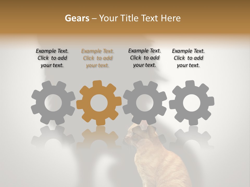 A Cat Sitting In Front Of A Shadow Of A Lion PowerPoint Template