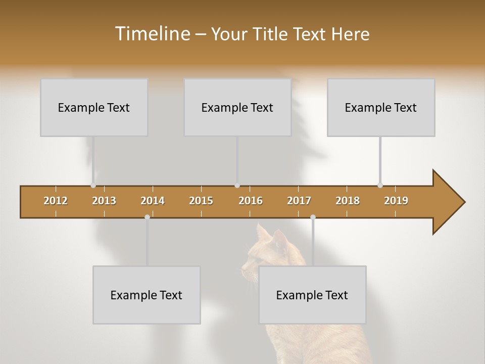 A Cat Sitting In Front Of A Shadow Of A Lion PowerPoint Template