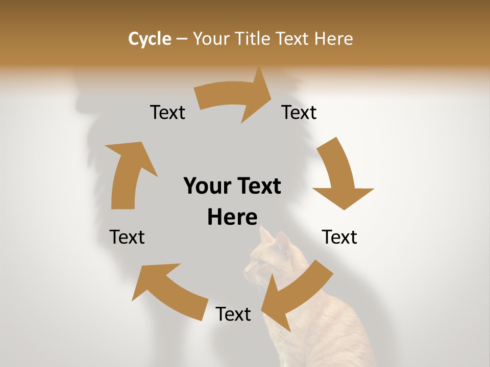 A Cat Sitting In Front Of A Shadow Of A Lion PowerPoint Template