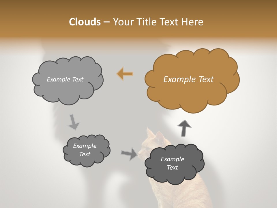 A Cat Sitting In Front Of A Shadow Of A Lion PowerPoint Template