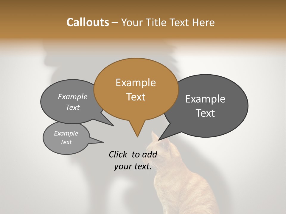 A Cat Sitting In Front Of A Shadow Of A Lion PowerPoint Template