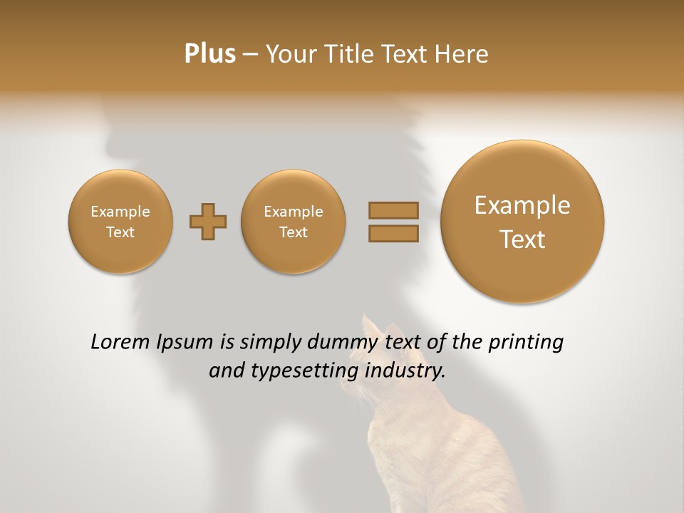 A Cat Sitting In Front Of A Shadow Of A Lion PowerPoint Template