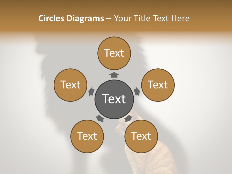 A Cat Sitting In Front Of A Shadow Of A Lion PowerPoint Template