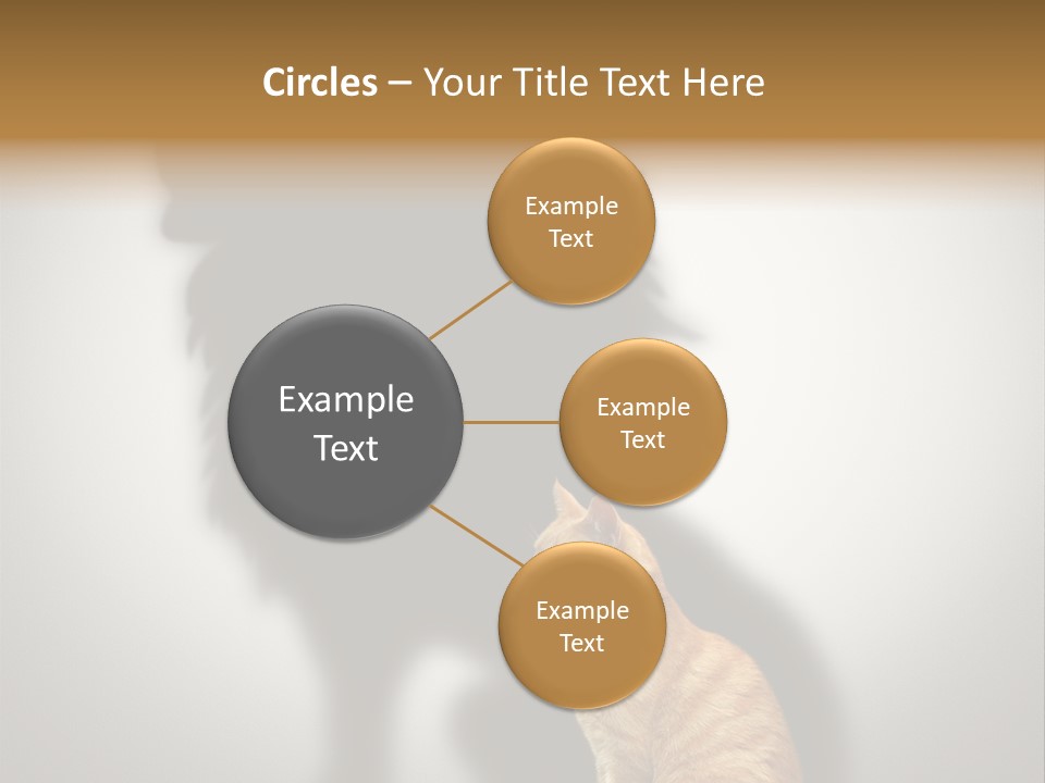 A Cat Sitting In Front Of A Shadow Of A Lion PowerPoint Template