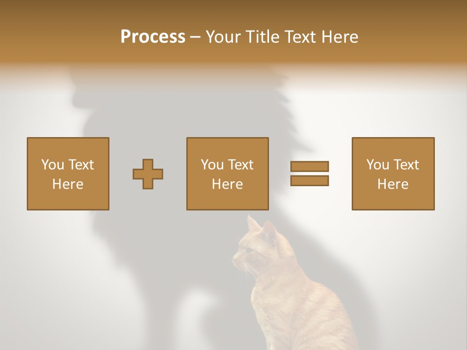A Cat Sitting In Front Of A Shadow Of A Lion PowerPoint Template