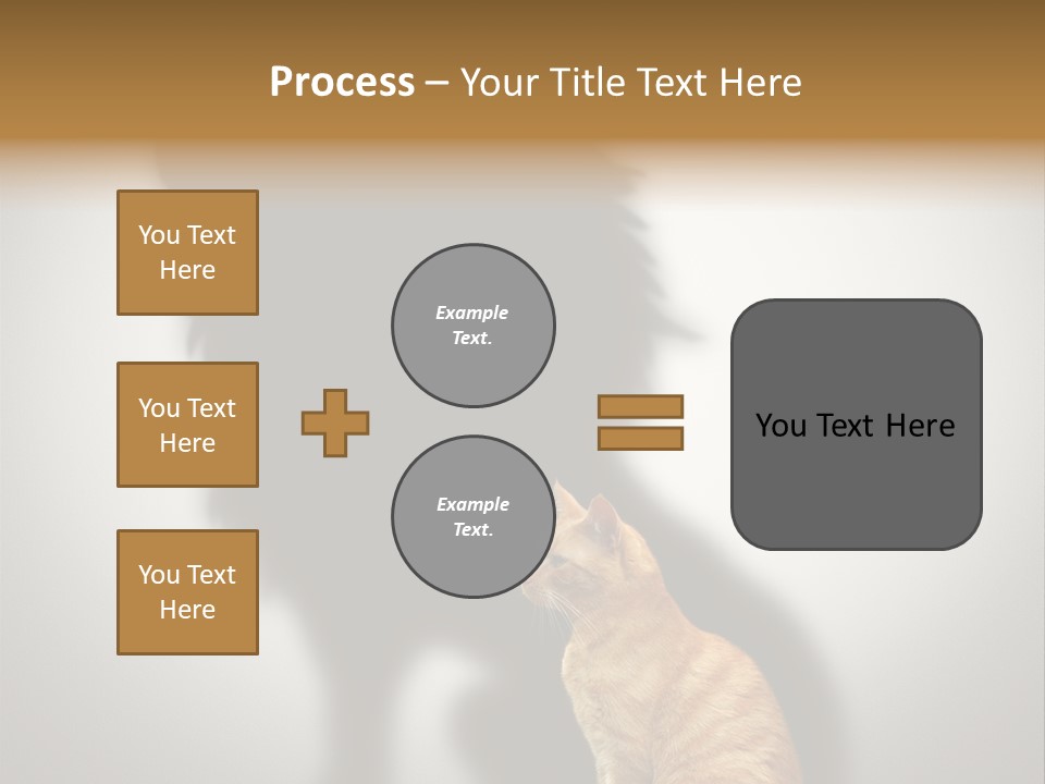 A Cat Sitting In Front Of A Shadow Of A Lion PowerPoint Template