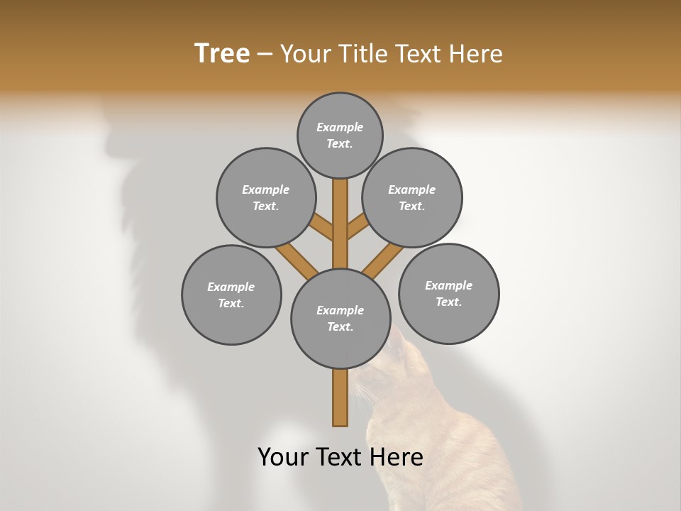 A Cat Sitting In Front Of A Shadow Of A Lion PowerPoint Template