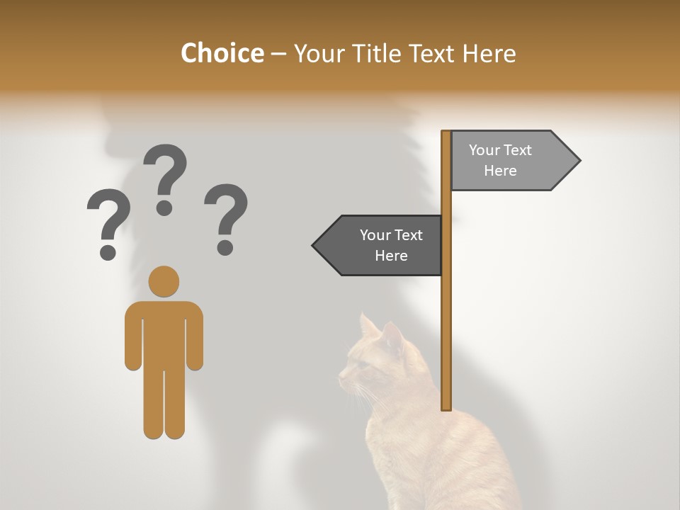 A Cat Sitting In Front Of A Shadow Of A Lion PowerPoint Template