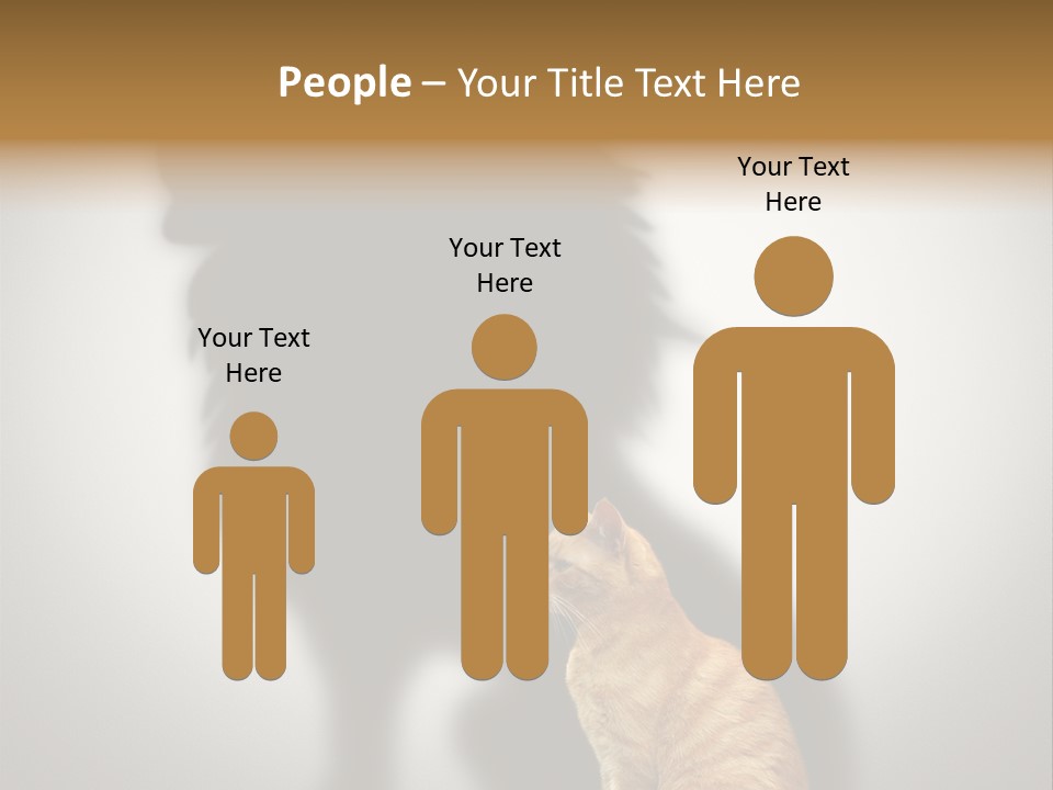 A Cat Sitting In Front Of A Shadow Of A Lion PowerPoint Template
