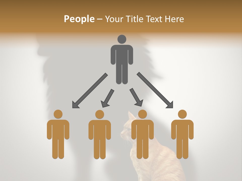 A Cat Sitting In Front Of A Shadow Of A Lion PowerPoint Template