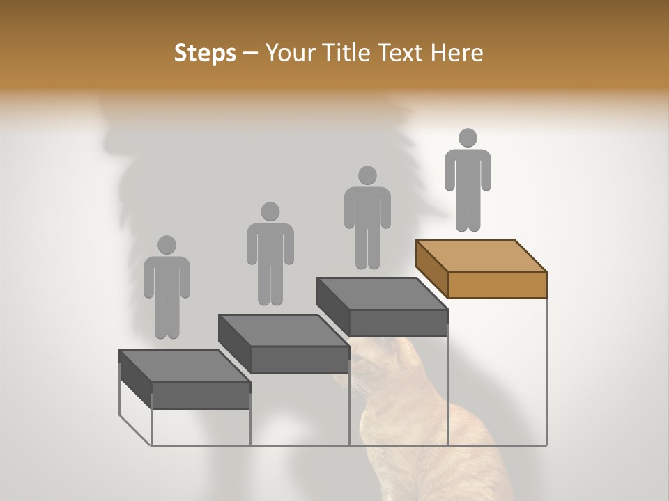 A Cat Sitting In Front Of A Shadow Of A Lion PowerPoint Template