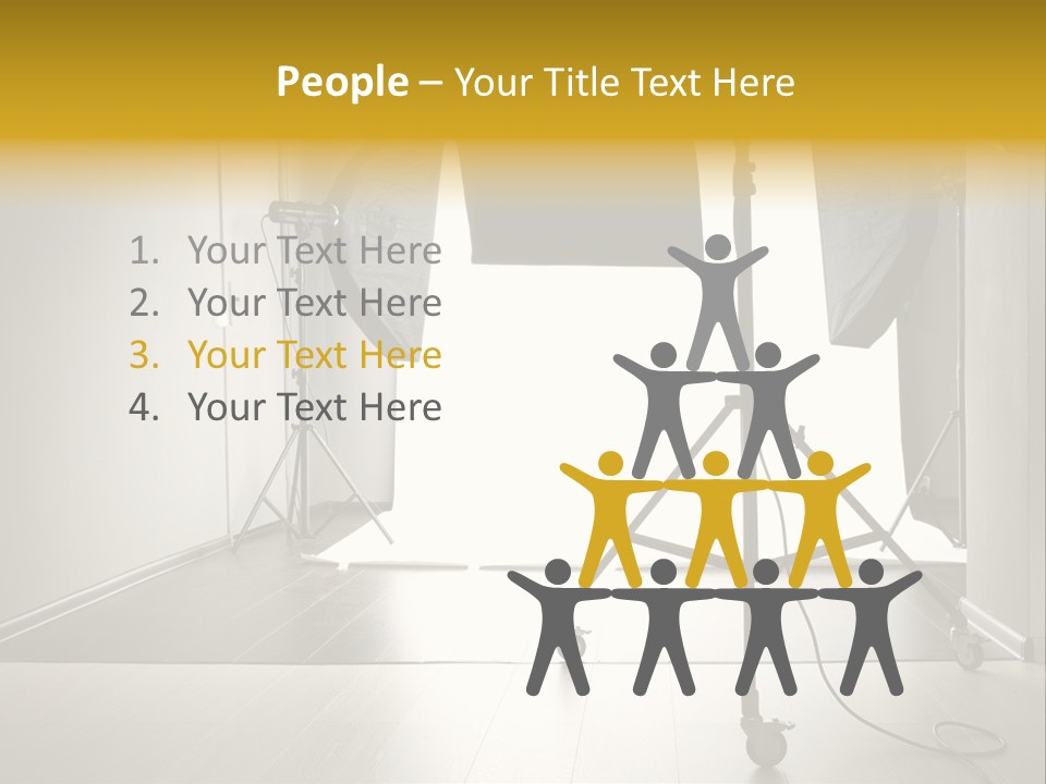 A Photo Studio With Lighting Equipment And Lighting Equipment PowerPoint Template