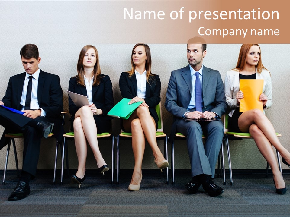 Young Adult Sitting Employee PowerPoint Template