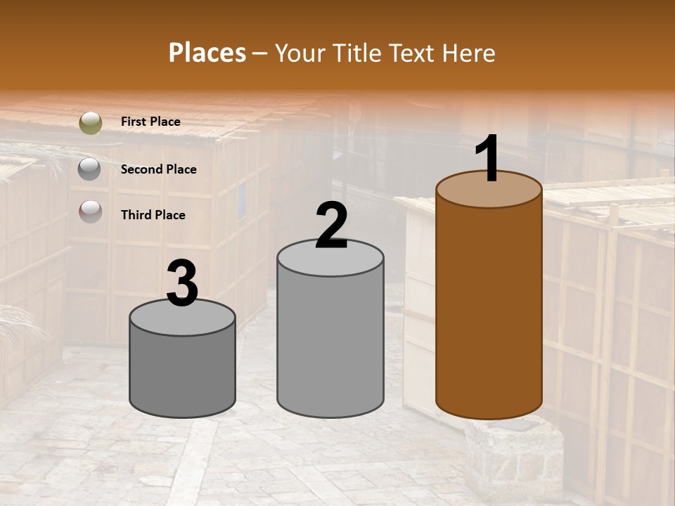 A Man Walking Through A Group Of Wooden Crates PowerPoint Template