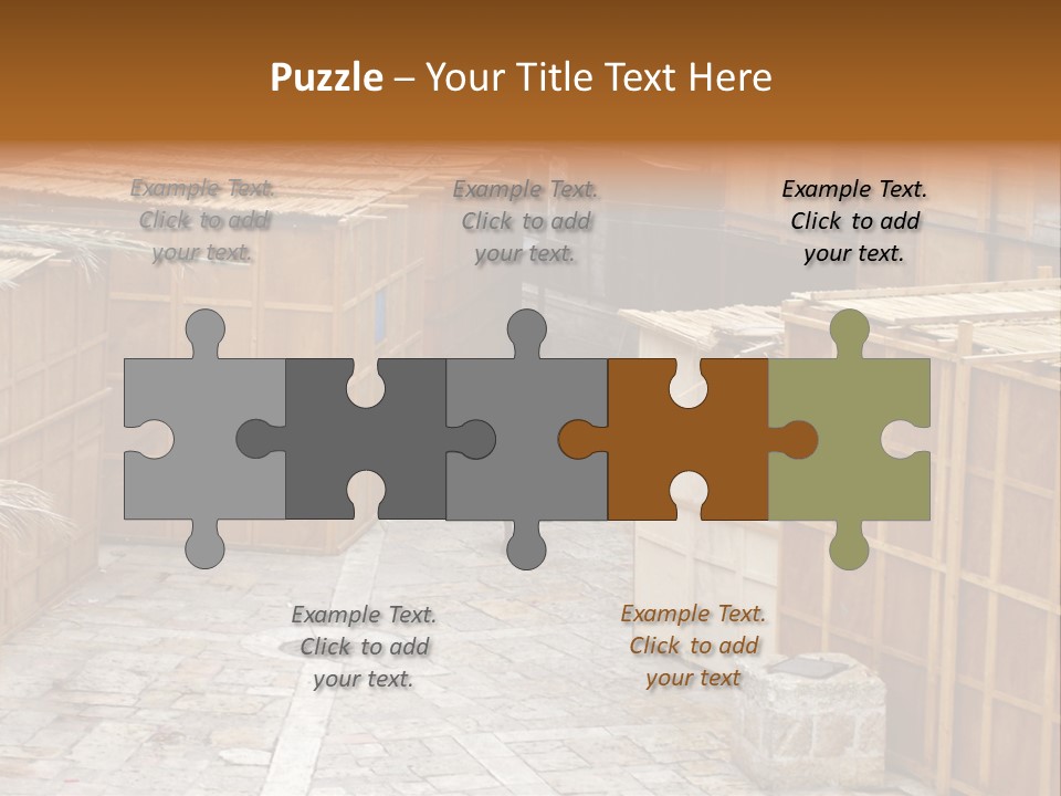 A Man Walking Through A Group Of Wooden Crates PowerPoint Template