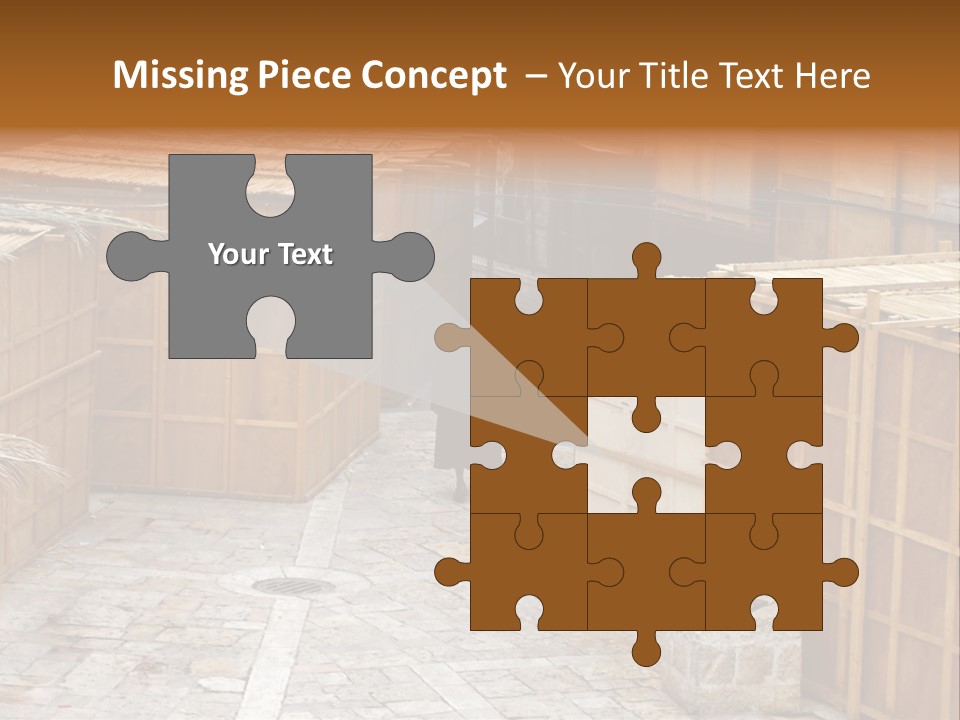 A Man Walking Through A Group Of Wooden Crates PowerPoint Template