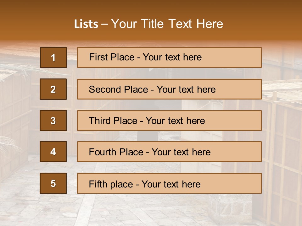 A Man Walking Through A Group Of Wooden Crates PowerPoint Template