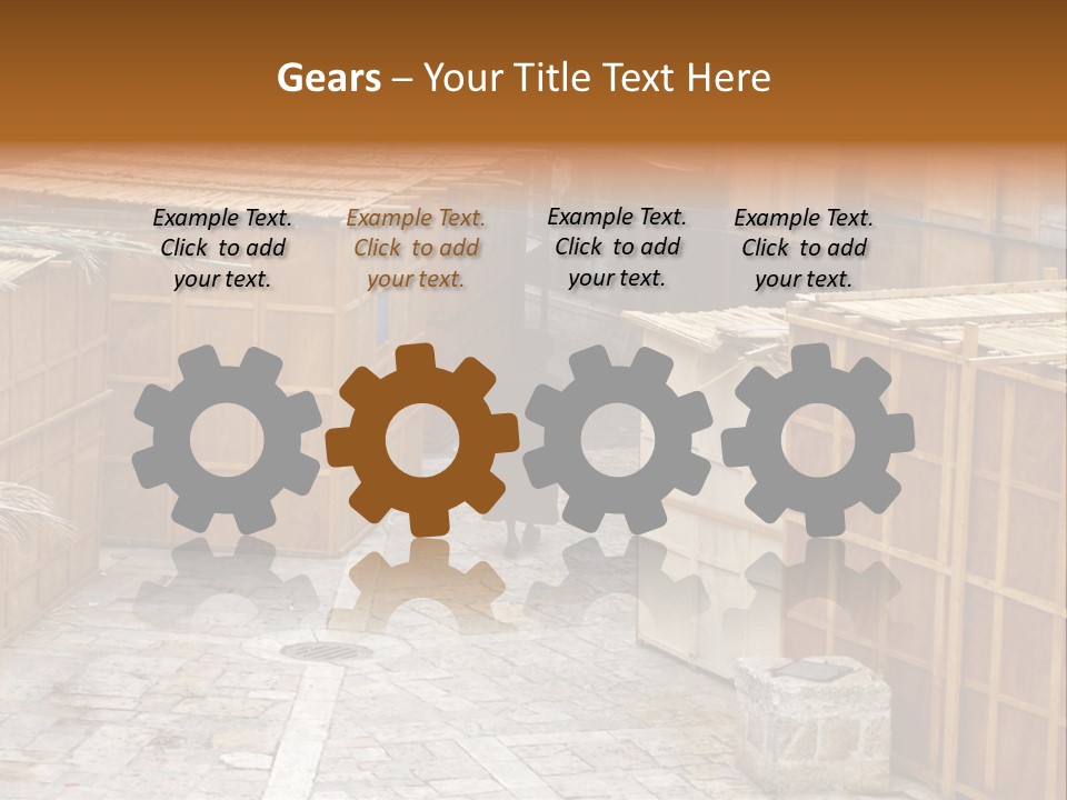 A Man Walking Through A Group Of Wooden Crates PowerPoint Template