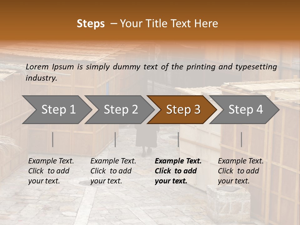 A Man Walking Through A Group Of Wooden Crates PowerPoint Template