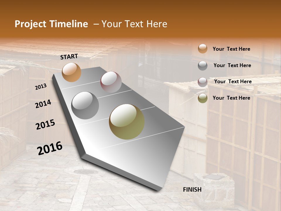 A Man Walking Through A Group Of Wooden Crates PowerPoint Template