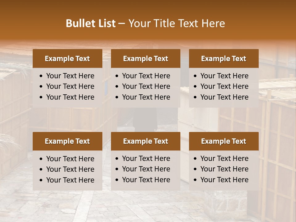A Man Walking Through A Group Of Wooden Crates PowerPoint Template