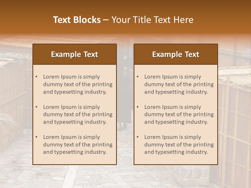 A Man Walking Through A Group Of Wooden Crates PowerPoint Template